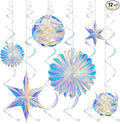 BTSD-home Iridescent Party Decorations with Hanging Honeycomb Ball Decorative Paper Fan Snowflake Garlands Ribbons Disco Party Wedding Birthday Graduation Christmas Celebration Decor Supplies