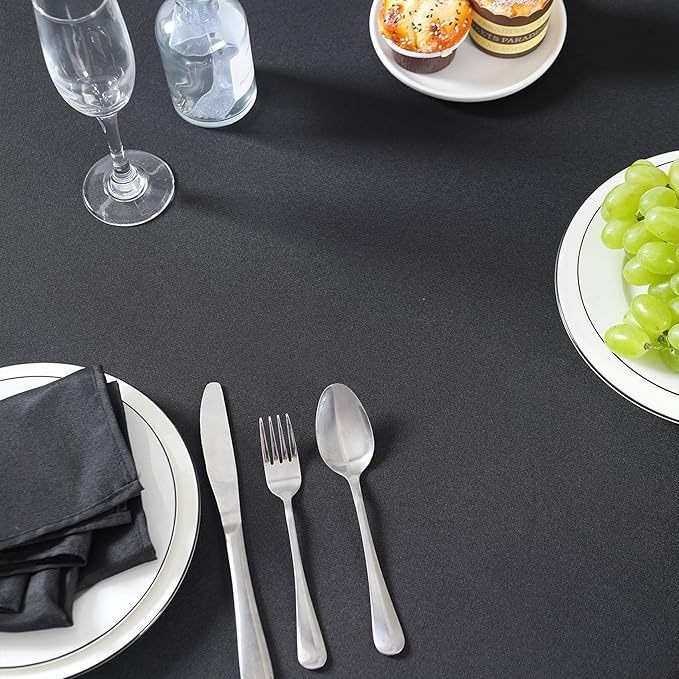 70 inch Round Tablecloth Washable Polyester Table Cloth Decorative Table Cover for Wedding Party Dining Banquet（70 inch,Black）