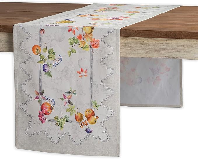 Maison d' Hermine Table Runner 100% Cotton Single Layer Table Runners 36 inches Long for Thanksgiving Christmas Decorations Home Kitchen Dining Party Wedding (Fruit D'Hiver, 14.5" x 36")