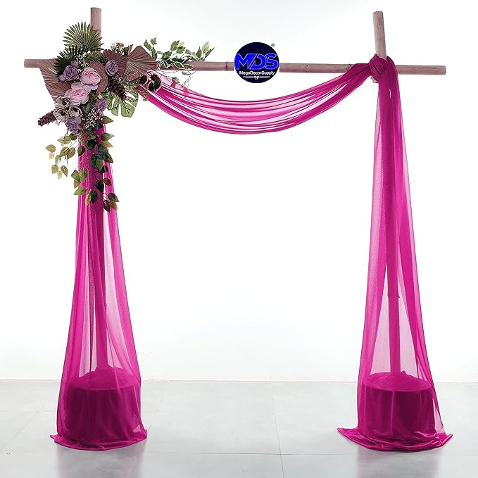 MDS Halloween Chiffon Draping Fabric - 2 Panel, 30" Wide x 75ft Long - Sheer Spooky Arbor & Canopy Drapery for Haunted House Backdrops, Party Ceilings, DIY Costumes & Themed Events - Magenta