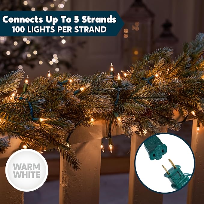 Joiedomi Clear Christmas String Lights Indoor,200(2x100) Mini Warm White Fairy Light,42.8 FT Lighting Decor for Patio Dorm Classroom Bedroom Holiday Wedding Party Garland Birthday Festival,Green Wire