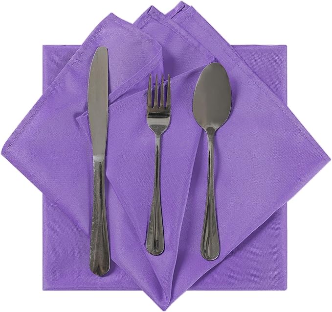 Cloth Napkins 17x17 inch Washable Polyester Dinner Napkins Soft Table Napkins for Wedding Party Dining Banquet(Purple,50PCS)