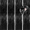 BTSD-home 4 Pack Black Foil Fringe Curtain Backdrop Metallic Photo Booth Backdrop Tinsel Curtains for Bachelorette Birthday Bridal Shower Party Decorations(3ft x 8ft)