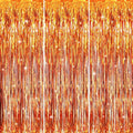 GOER 3.2 ft x 8.2 ft Metallic Tinsel Foil Fringe Curtains Party Photo Backdrop Party Streamers for Birthday,Graduation,New Year Eve Decorations Wedding Decor (3 Packs,Orange)