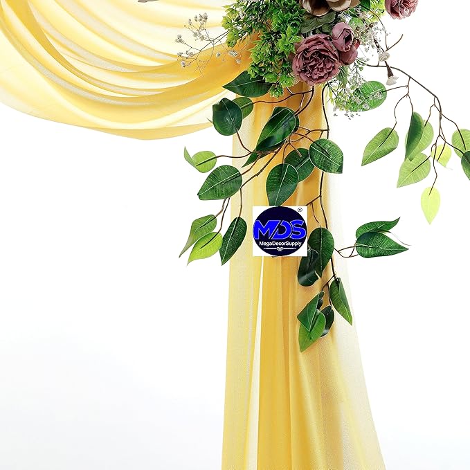 MDS Halloween Chiffon Draping Fabric - 2 Panel, 30" Wide x 100ft Long - Sheer Spooky Arbor & Canopy Drapery for Haunted House Backdrops, Party Ceilings, DIY Costumes & Themed Events - Gold