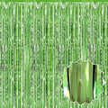 6 Pack Light Green Foil Fringe Curtains Backdrop, 3.28 x 8.2 Ft Metallic Streamers Tinsel Curtains Background for Photo Booth, Birthday, Weddings, Carnivals, Graduation, Themed Party Decorations