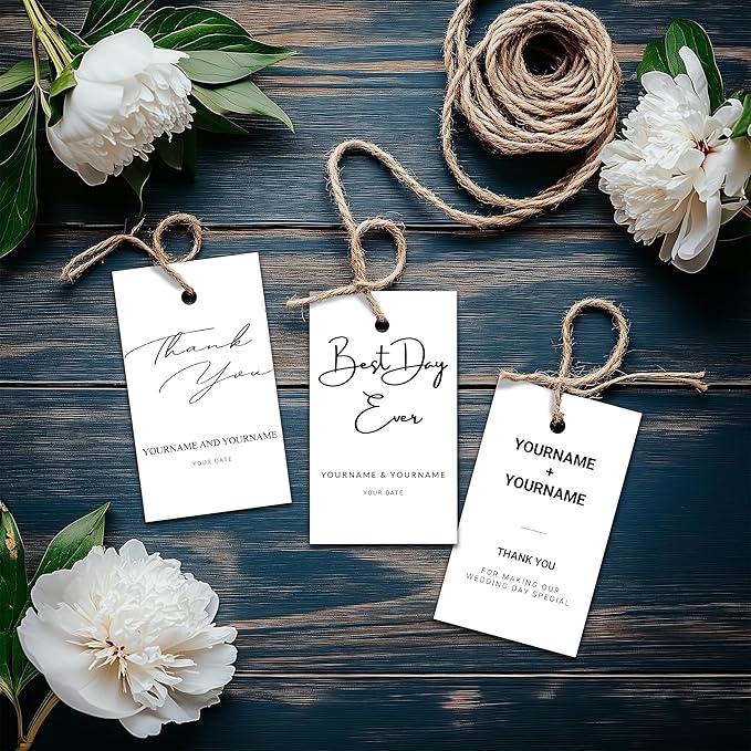 Custom Gift Tags for Wedding Favors - Personalized Thank You Hang Tags for Wedding Bridal Shower