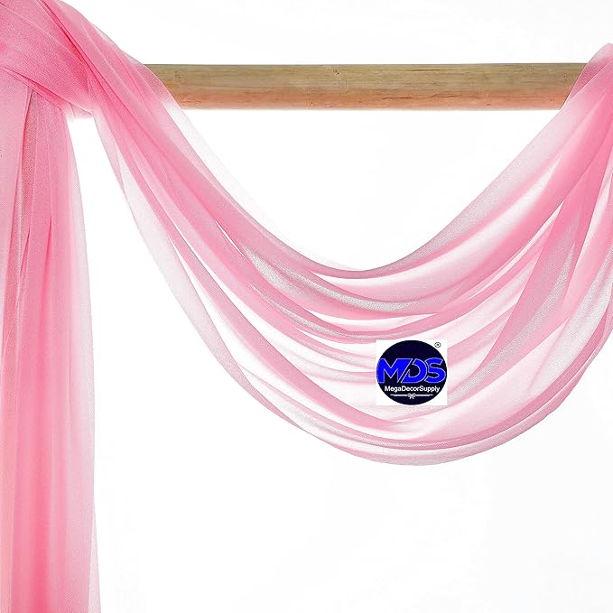 MDS Halloween Chiffon Draping Fabric - 2 Panel, 30" Wide x 50ft Long - Sheer Spooky Arbor & Canopy Drapery for Haunted House Backdrops, Party Ceilings, DIY Costumes & Themed Events - Coral