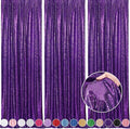 Purple Backdrop Curtins Sequin Fabric 3 Panels Background Drapes 2FT x 8FT Wedding Halloween Bridal Baby Shower Theme Decorations