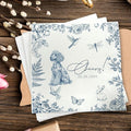 Luxury Personalized Dog Wedding Napkins, Custom Wedding Cocktail Napkin, Blue Floral Cocktail Napkins, Blue and White Flower Paper for Bridal, Engagement Party, Bridal Shower