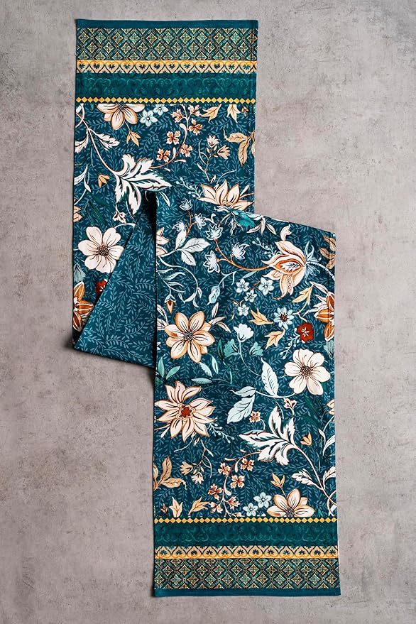Maison d' Hermine Table Runner 100% Cotton Double Layer Table Runners 72 inches Long for Thanksgiving Christmas Decorations Home Kitchen Dining Party Wedding (Luxury Loft - Dark Teal, 14.5" x 72")