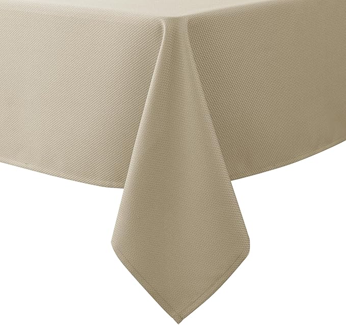 Biscaynebay Textured Fabric Tablecloths 90x132 Inches Rectangular, Natural Water Resistant Tablecloths for Dining, Kitchen, Wedding, Parties etc. Machine Washable