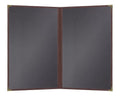 Goodsmart Pajco Style Restaurant Menu Covers – Pack of 10, Side-Loading Menu Holders, Single Stitched Edge, Clear Vinyl Menu Sleeves, Leatherette Trim, Gold Corners, Burgundy, 2 View (8.5" x 14")