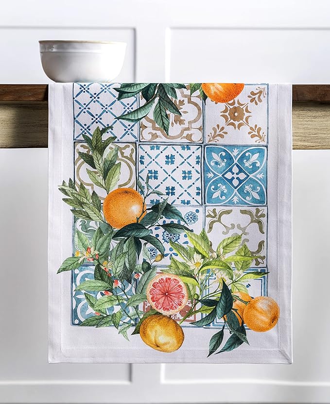 Maison d' Hermine Table Runner 100% Cotton Single Layer Table Runners 72 inches Long Decorative for Home Kitchen Dining Party Baby Shower Wedding Bridal Shower Spring Summer (Agrume, 14.50" x 72")