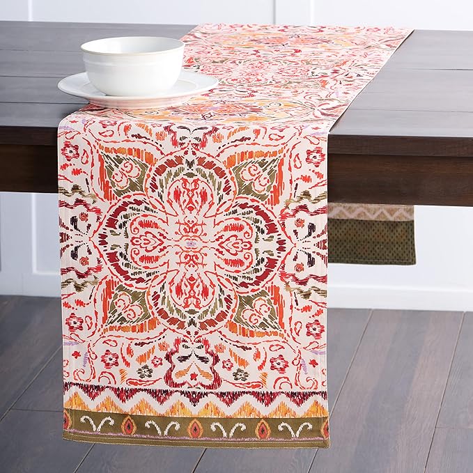 Maison d' Hermine Table Runner 100% Cotton Double Layer Table Runners 108 inches Long for Thanksgiving Christmas Decorations Home Kitchen Dining Party Wedding (Damask, 14.5" x 108")