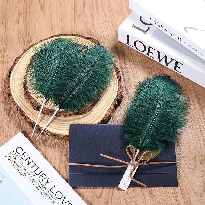 SOGUGOM Green Craft Ostrich Feathers - 30PCS 8-10 inch Ostrich Feathers Kit for Centerpieces, Kindergarten Crafts, Dream Catchers and DIY Projects(Dark Green)