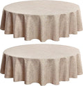 Fitable Faux Linen Round Tablecloths 60 Inches - 2 Pack Neutral Table Clothes Faux Burlap Table Covers for Kitchen, Dining, Party, Farmhouse, Picnic (Great for 20"-48" Round Tables, Nature)