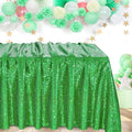 QueenDream Sequin Tablecloth - Green Party Tablecloth 90x156 Inch Green Glitter Table Cloth Sequin Fabric for Birthday Birdal Baby Shower Wedding