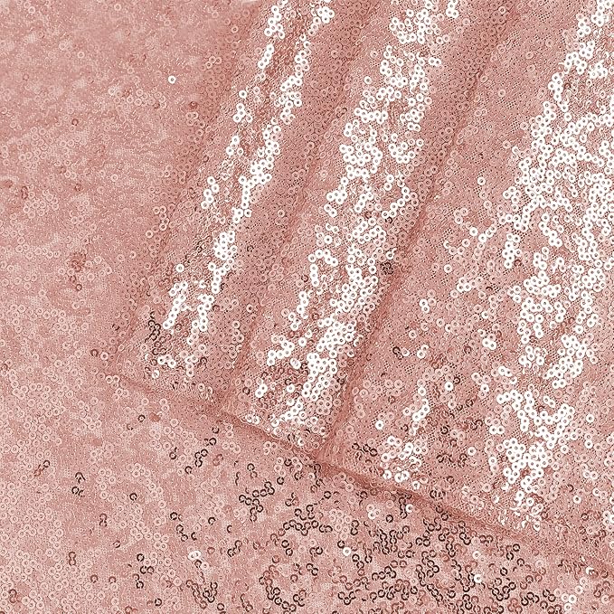 OQSQ Rosegold Sequin Tablecloth 50x80 inch, Glitter Drape Table Cloth, Sparkle Sequence Table Overlays for Thanksgiving Day Wedding Birthday Party Baby Bridal Shower