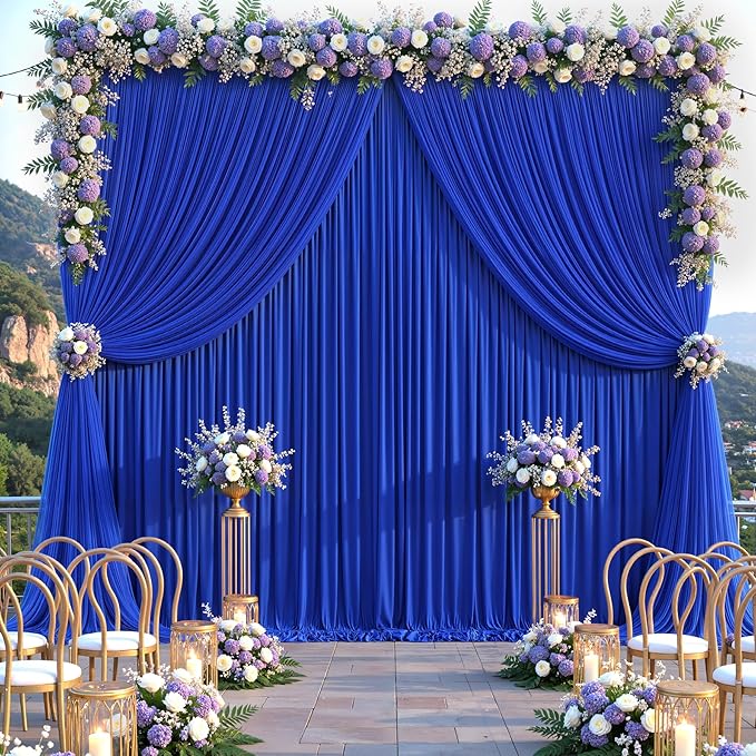 Royal Blue Tulle Backdrop Curtain for Parties Wedding,10ft x 10ft Wrinkle Free Curtain Backdrop,2 Layer Drapes for Backdrop,Polyester Wedding Back Drop for Bridal Shower Birthday Baby Shower