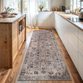 Bloom Rugs Washable Non-Slip 12 ft Runner - Light Tan/Blue Traditional Oriental Runner for Entryway, Hallway, Bathroom, and Kitchen - Exact Size: 2.5' x 12'