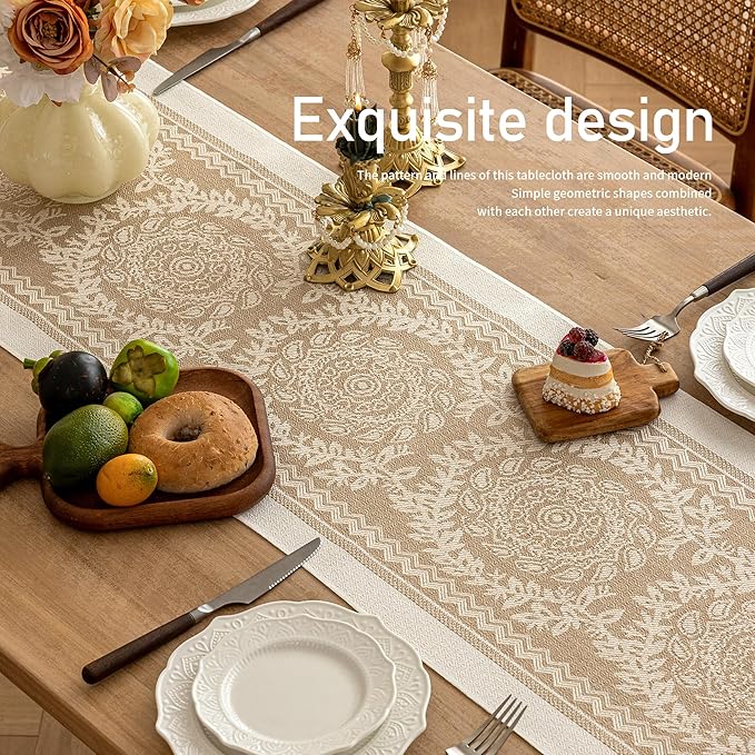 Table Runner 48 Inches Long,Waterproof Boho Table Runner with Tassel Fringe,Table Runners for Party Coffee Table