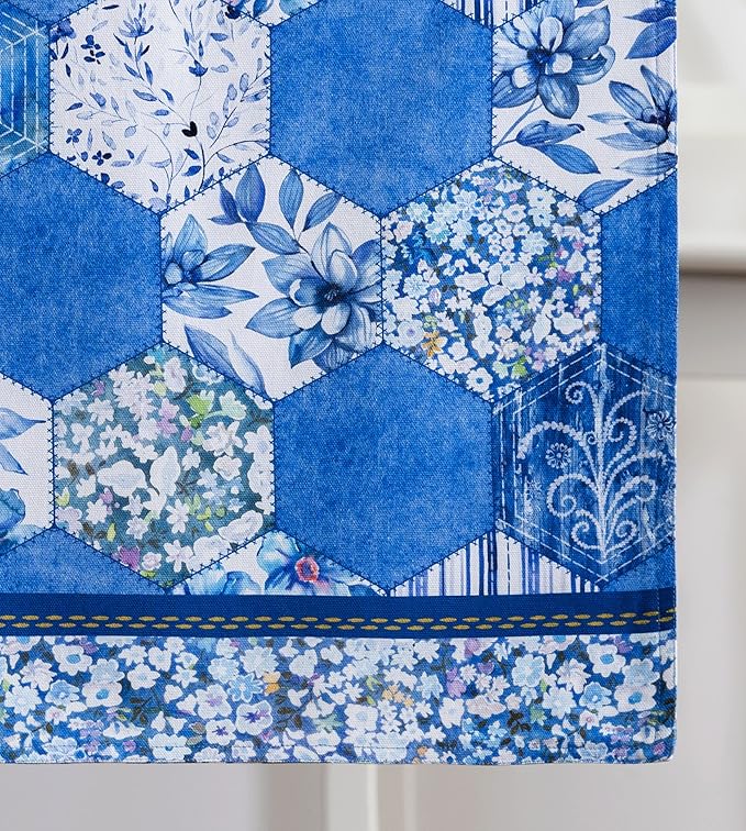 Maison d' Hermine Table Runner 100% Cotton Double Layer Table Runners 108 inches Long Decorative for Home Kitchen Dining Party Wedding Bridal Shower Spring Summer (Summer Blues, 14.50" x 108")
