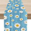Spring Daisy Table Runner, Farmhouse Seasonal Summer Flower Retro Country Table Center Decor for Home Kitchen Dining Patio Holiday Party Indoor Outdoor Table Decorations, 13"x90" Inch