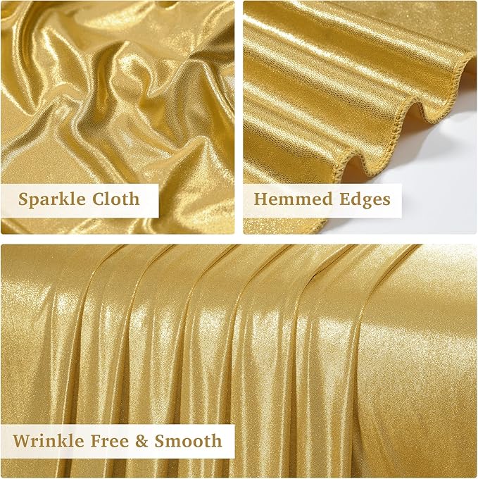 20ftx12ft Gold Sequin Backdrop Curtain Panels for Parties, Wrinkle Free Glitter Photo Backdrop Drapes 4 Panels 5x12FT Shimmer Back Drop Cloth for Wedding Birthday Christmas Photography Background