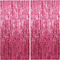 2 Pack Foil Curtain Backdrop Pink Metallic Tinsel Foil Fringe Curtains Photo Booth Props for Birthday Wedding Engagement Baby Shower Bachelorette Christmas Holiday Celebration Party Decorations