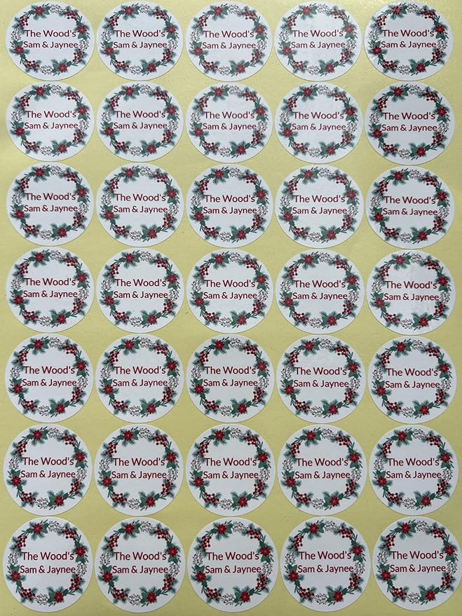 Custom Stickers for Weddings, Birthdays & Businesses - Personalized Labels with Your Logo - Waterproof, Fade and Heat Resistant - Pack of 100-1000 (Wreath T, 2.5 Inch)