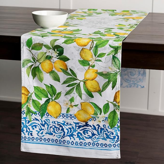 Maison d' Hermine Table Runner 100% Cotton Single Layer Table Runners 72 inches Long Decorative for Home Kitchen Dining Party Baby Shower Wedding Bridal Shower Spring Summer (Cedrat, 14.50" x 72")