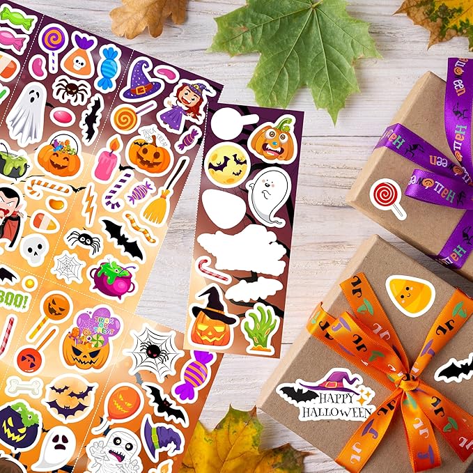 Halloween Stickers 980Pcs Assorted Halloween Stickers for Kids Halloween Party Favors, Classroom Crafts, Goodie Bags, Decorations, Trick or Treat Halloween Party Supplies