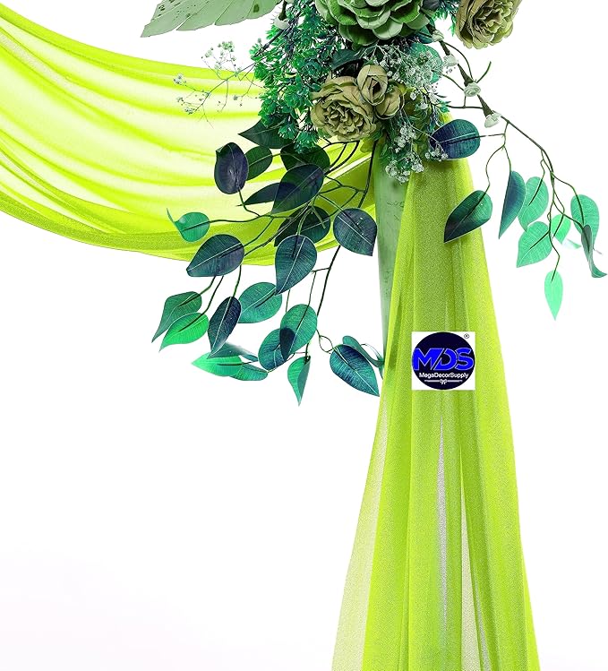 MDS Halloween Chiffon Draping Fabric - 1 Panel, 30" Wide x 40ft Long - Sheer Spooky Arbor & Canopy Drapery for Haunted House Backdrops, Party Ceilings, DIY Costumes & Themed Events - Parrot Green