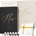 ARTESORI Vow Books His and Hers - Linen Wedding Vow Books Perfect as Bride & Groom Gifts, Wedding Registry Ideas - His & Hers Gifts Wedding Vow Book - Wedding Essentials & Accessories [Ivory & Black]