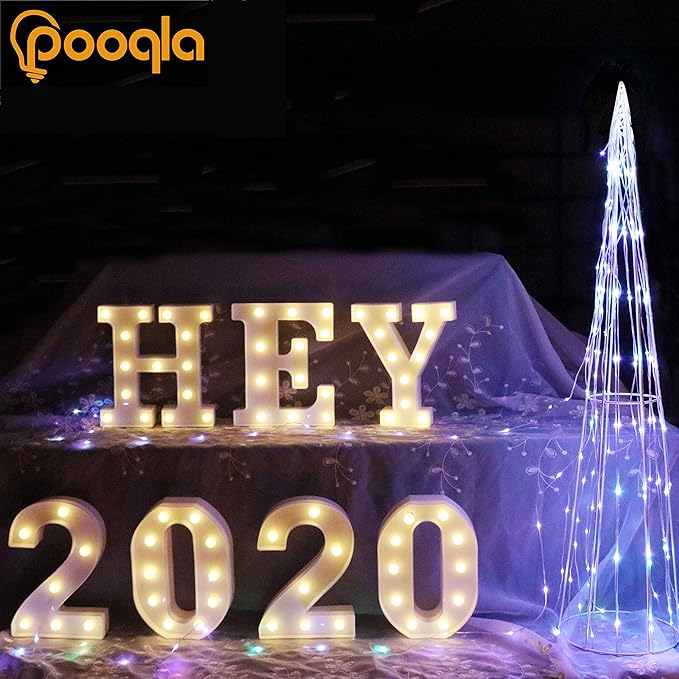 Pooqla LED Marquee Letter Lights Sign, Light Up Alphabet Letter for Home Party Wedding Decoration F