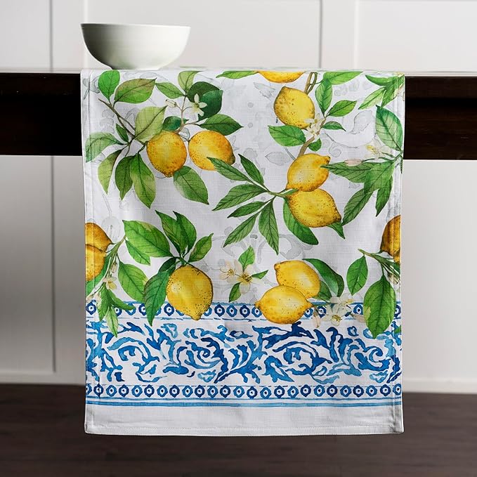 Maison d' Hermine Table Runner 100% Cotton Double Layer Table Runners 72 inches Long Decorative for Home Kitchen Dining Party Baby Shower Wedding Bridal Shower Spring Summer (Cedrat, 14.50" x 72")