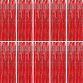 BTSD-home 10 Pack Red Foil Fringe Curtain, Metallic Photo Booth Backdrop Tinsel Door Curtains for Wedding Birthday Bridal Shower Valentine Bachelorette Christmas Party Decorations(8ft x 3ft)