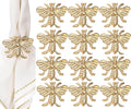 Gold Napkin Rings Set of 12 - Elegant Bee Napkin Rings with Sturdy Lightweight Metal Design - Durable & Versatile for Table Settings, Special Occasions, Decor & Gift Giving Ideas - CLEENTABLE