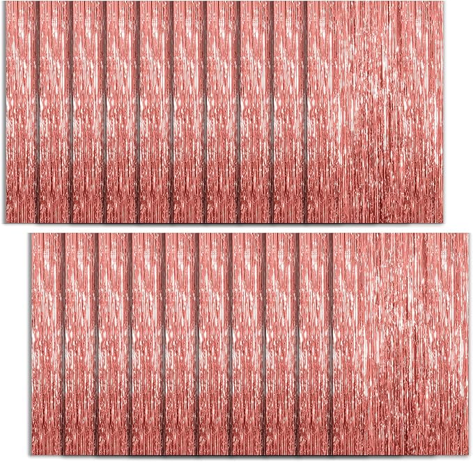 20 Pack Foil Curtain Backdrop Rose Gold Metallic Tinsel Foil Fringe Curtains Photo Booth Props for Birthday Wedding Engagement Baby Shower Bachelorette Christmas Holiday Celebration Party Decorations