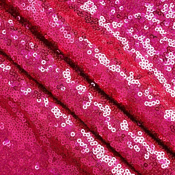 Eternal Beauty Hot Pink Sequin Backdrop, 7x7 Ft Glitter Background Curtains for Shimmer Photography Party Wedding Birthday Back Drop Decor