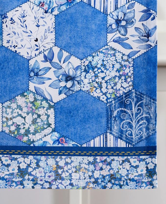 Maison d' Hermine Table Runner 100% Cotton Single Layer Table Runners 72 inches Long Decorative for Home Kitchen Dining Party Wedding Bridal Shower Spring Summer (Summer Blues, 14.50" x 72")