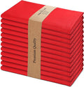 Urban Villa Cloth Napkins 100% Cotton Slub Absorbent Dinner Napkins (Set of 12) Oversized 20x20 Inches Solid Red Color Soft Durable Reusable Washable Ideal for Everyday Use Wedding Parties