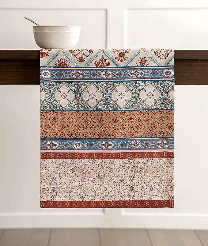 Maison d' Hermine Table Runner 100% Cotton Single Layer Table Runners 108 inches Long for Thanksgiving Christmas Decorations Home Kitchen Dining Party Wedding (Romane, 14.5" x 108")