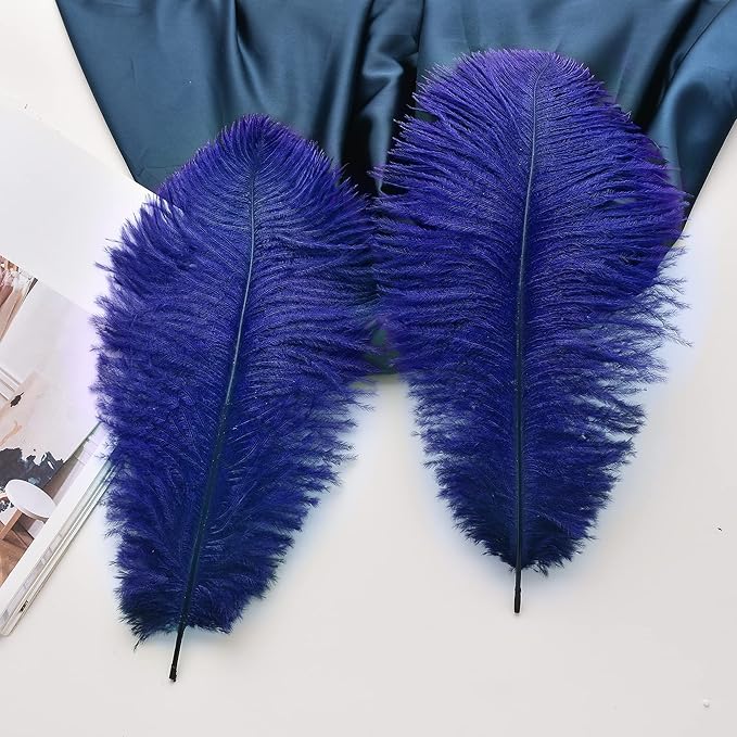 Ballinger Royal Blue Ostrich Feathers - 24Pcs 12-14inch Craft Feathers for Party Centerpieces, Flower Arrangement and Home Decor