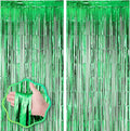 2 Pack Green Foil Fringe Backdrop Curtains, Tinsel Streamers Birthday Party Decorations, Fringe Backdrop for Graduation, Baby Shower, Gender Reveal, Disco Party