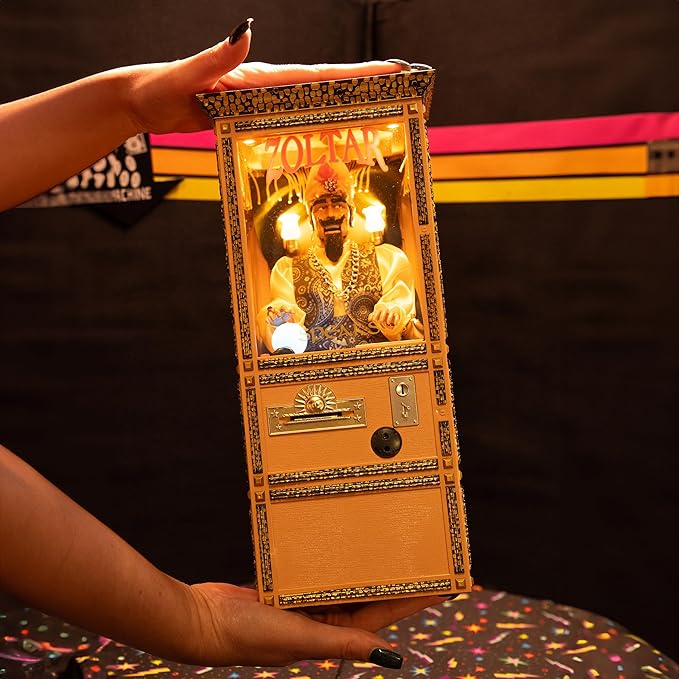 New Wave Toys Zoltar Speaks Mini Replica Fortune Teller Machine, Fully Animated 1/6 Scale with Card Dispenser, USB-C Rechargable