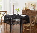 LinenZone Black Round Tablecloth for Rustic Vintage Decor. Sheer Lace Tablecloth Works Great As Wedding Table Cloth, or Christmas Table Cover (Mia 90 Round, Black)