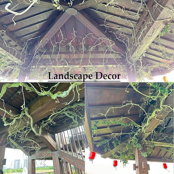 118 inch Big Artificial Green Tree Branches Ivy Grapevine Garland Fake Tree Trunk Wall Door Hanging Plants Twigs Moss for Garden Home Wedding Outdoor Jungle Leaves Room Decoration
