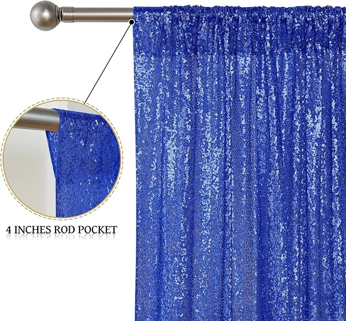 Sugargirl Navy Blue Sequin Backdrop Curtain 2 Panels 2FTx8FT Glitter Navy Blue Background Drapes Sparkle Photography Backdrop for Party Wedding Birthday Wall Decoration